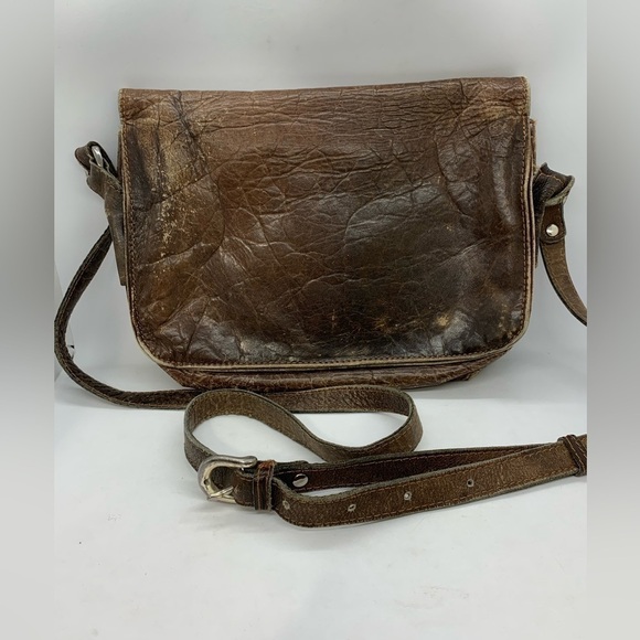 Vintage Force Ten West Leather Cross Body Western Style Hobo Purse With Concho - Picture 6 of 16